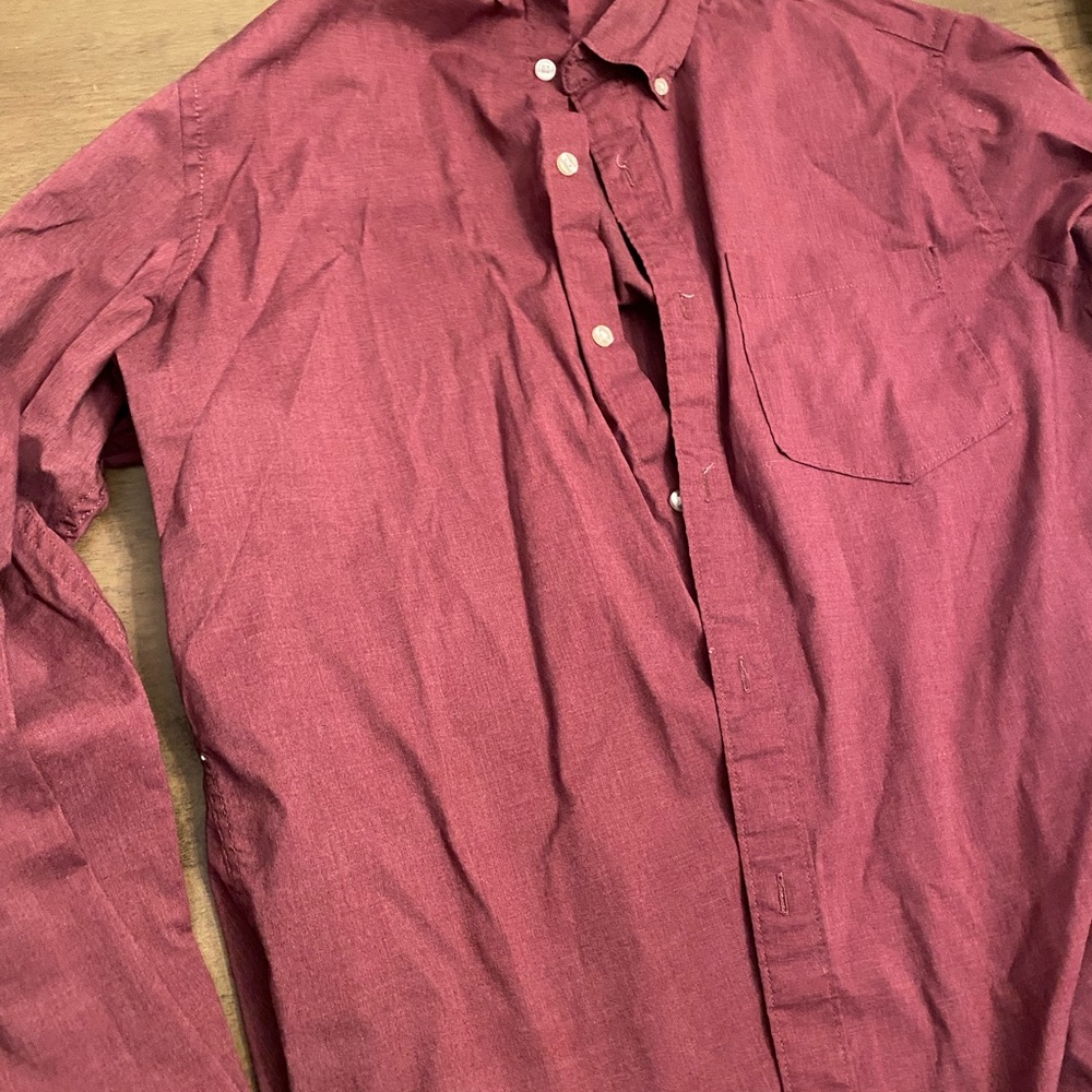 Sonoma Men's Burgundy Button-Down Shirt